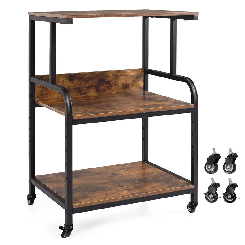 3-Tier Rolling Printer Stand with Adjustable Shelf by DirectDeals