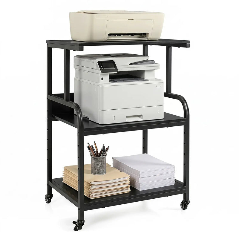 3-Tier Rolling Printer Stand with Adjustable Shelf by DirectDeals