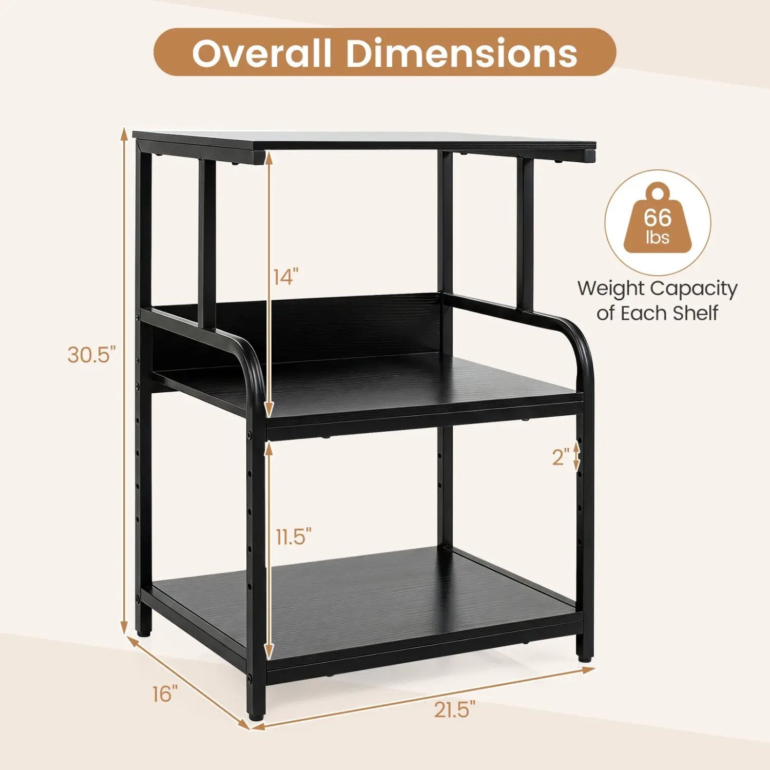 3-Tier Rolling Printer Stand with Adjustable Shelf by DirectDeals