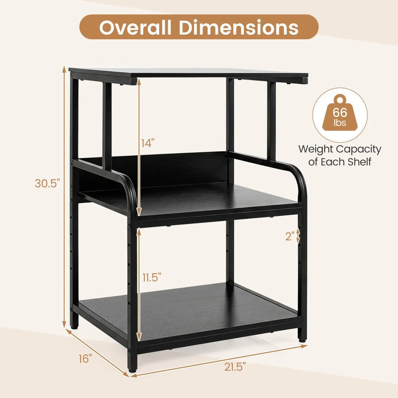 3-Tier Rolling Printer Stand with Adjustable Shelf by DirectDeals
