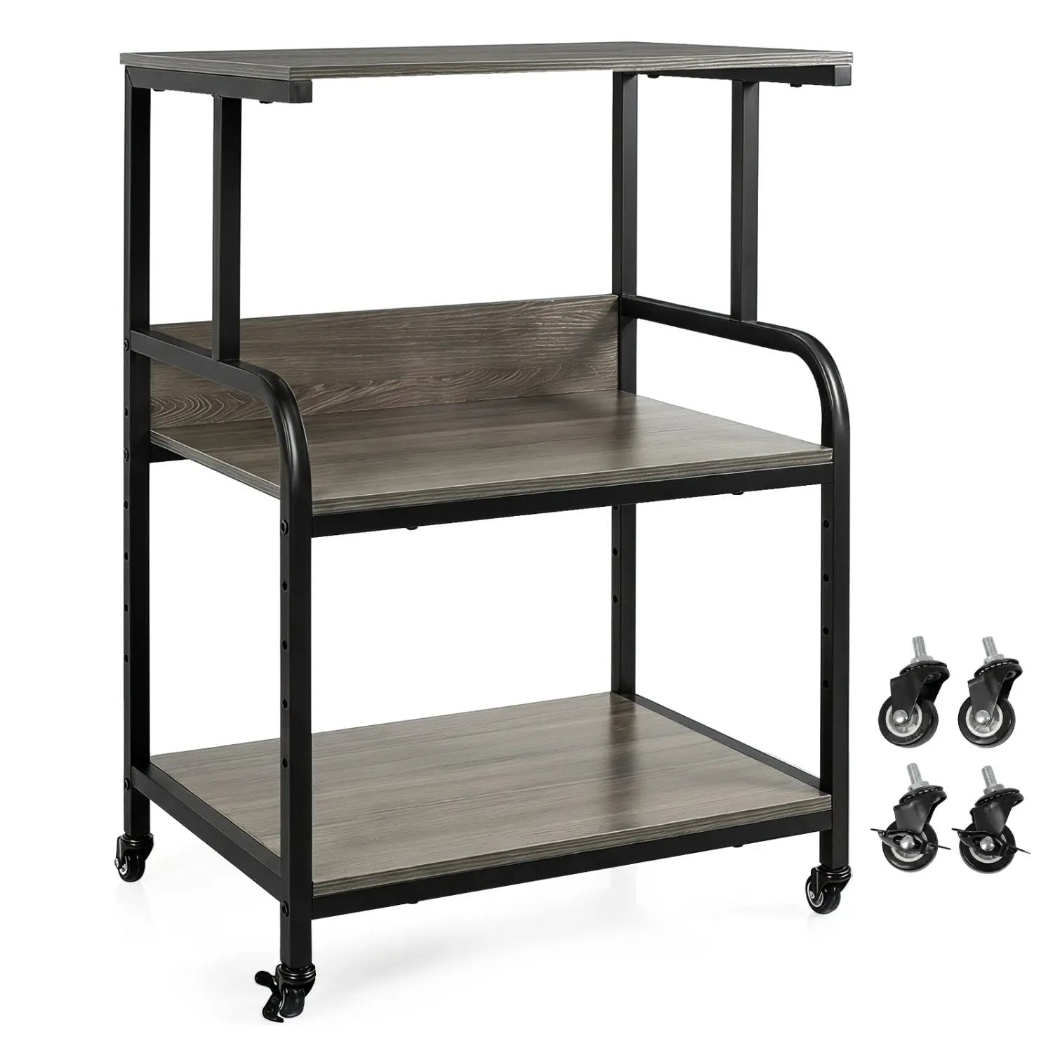 3-Tier Rolling Printer Stand with Adjustable Shelf by DirectDeals