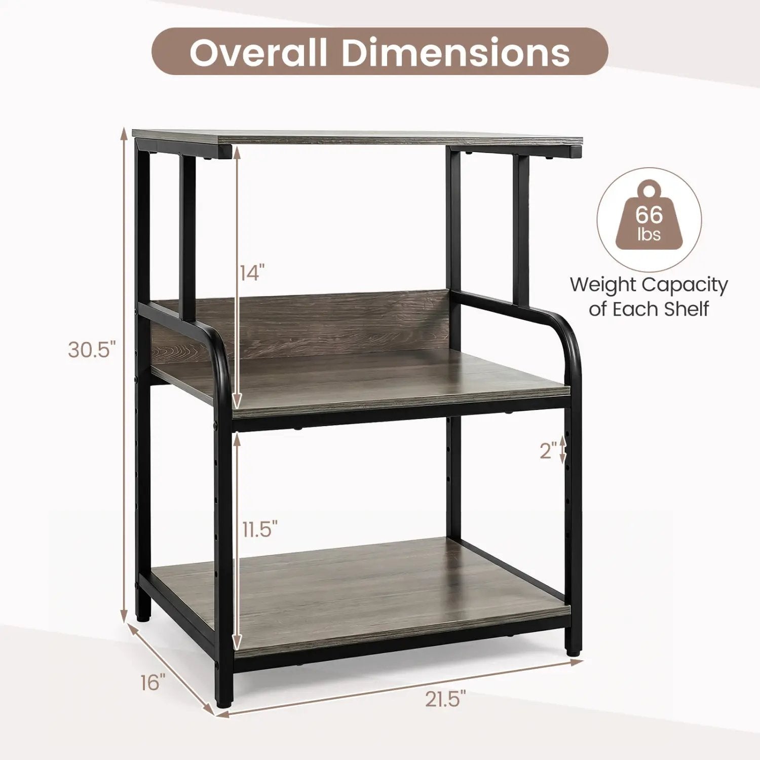 3-Tier Rolling Printer Stand with Adjustable Shelf by DirectDeals