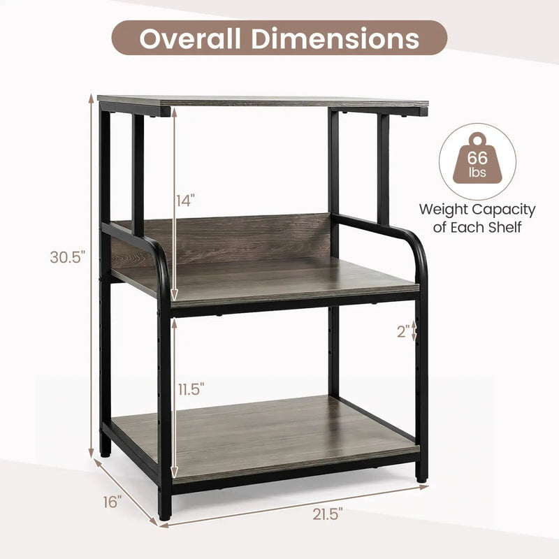 3-Tier Rolling Printer Stand with Adjustable Shelf by DirectDeals