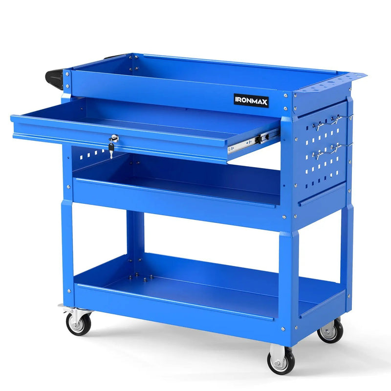 3-Tier Rolling Tool Cart with Lockable Drawer by DirectDeals
