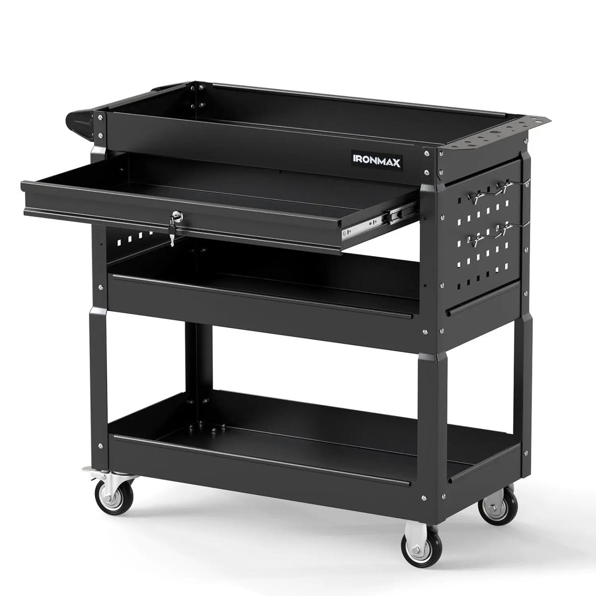 3-Tier Rolling Tool Cart with Lockable Drawer by DirectDeals