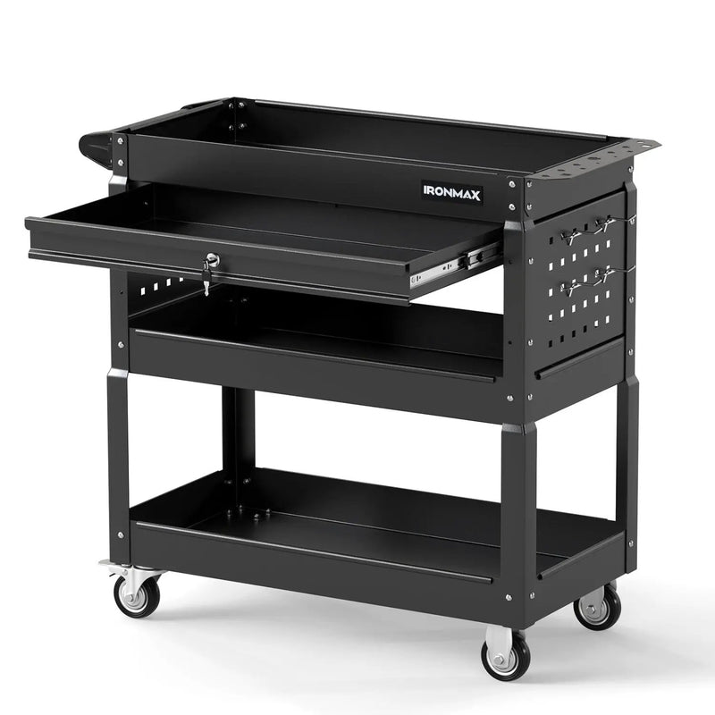 3-Tier Rolling Tool Cart with Lockable Drawer by DirectDeals