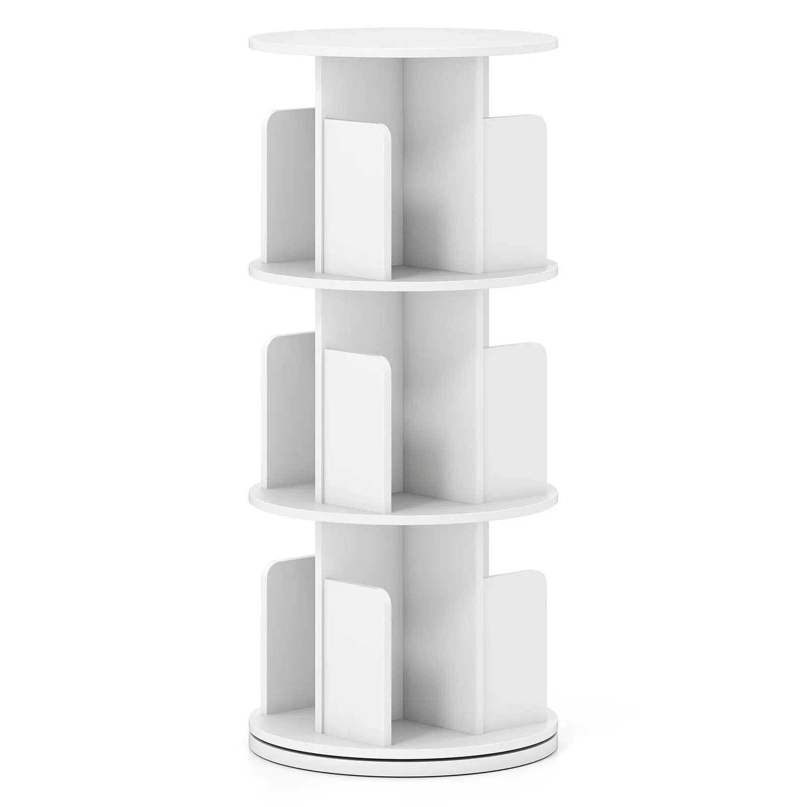 3-Tier Rotating Bookshelf with Dividers and Anti-falling Baffles by DirectDeals
