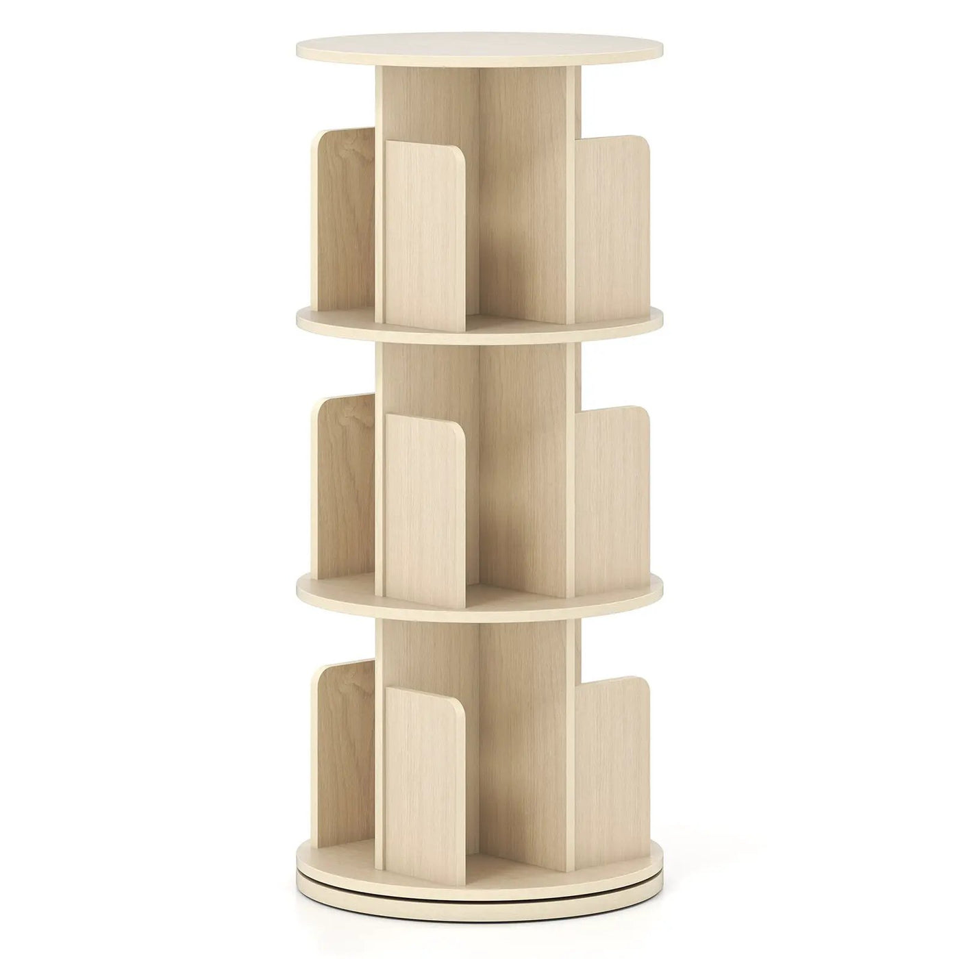 3-Tier Rotating Bookshelf with Dividers and Anti-falling Baffles by DirectDeals