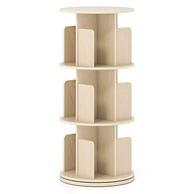 3-Tier Rotating Bookshelf with Dividers and Anti-falling Baffles by DirectDeals