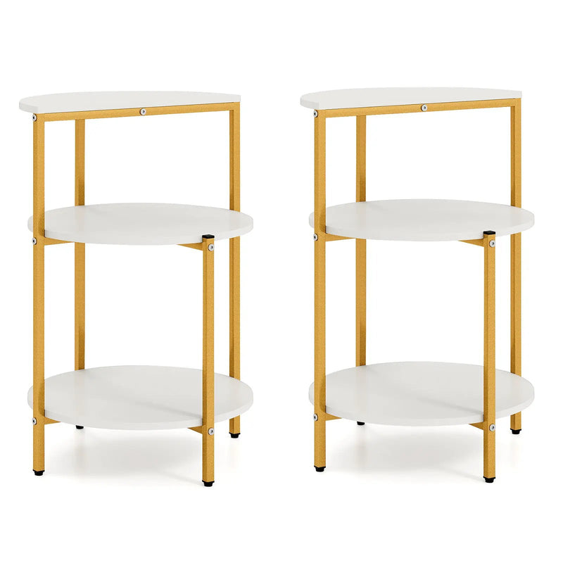 3-Tier Round End Table for Small Space and Bedroom Room by DirectDeals