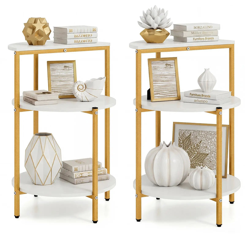 3-Tier Round End Table for Small Space and Bedroom Room by DirectDeals