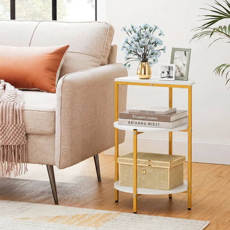 3-Tier Round End Table for Small Space and Bedroom Room by DirectDeals