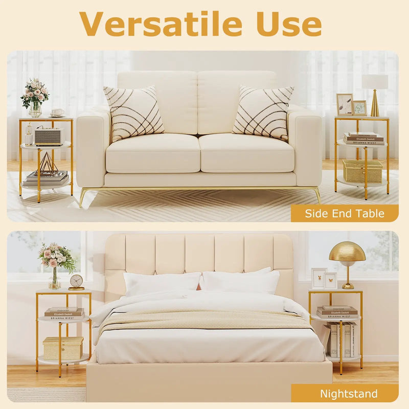 3-Tier Round End Table for Small Space and Bedroom Room by DirectDeals