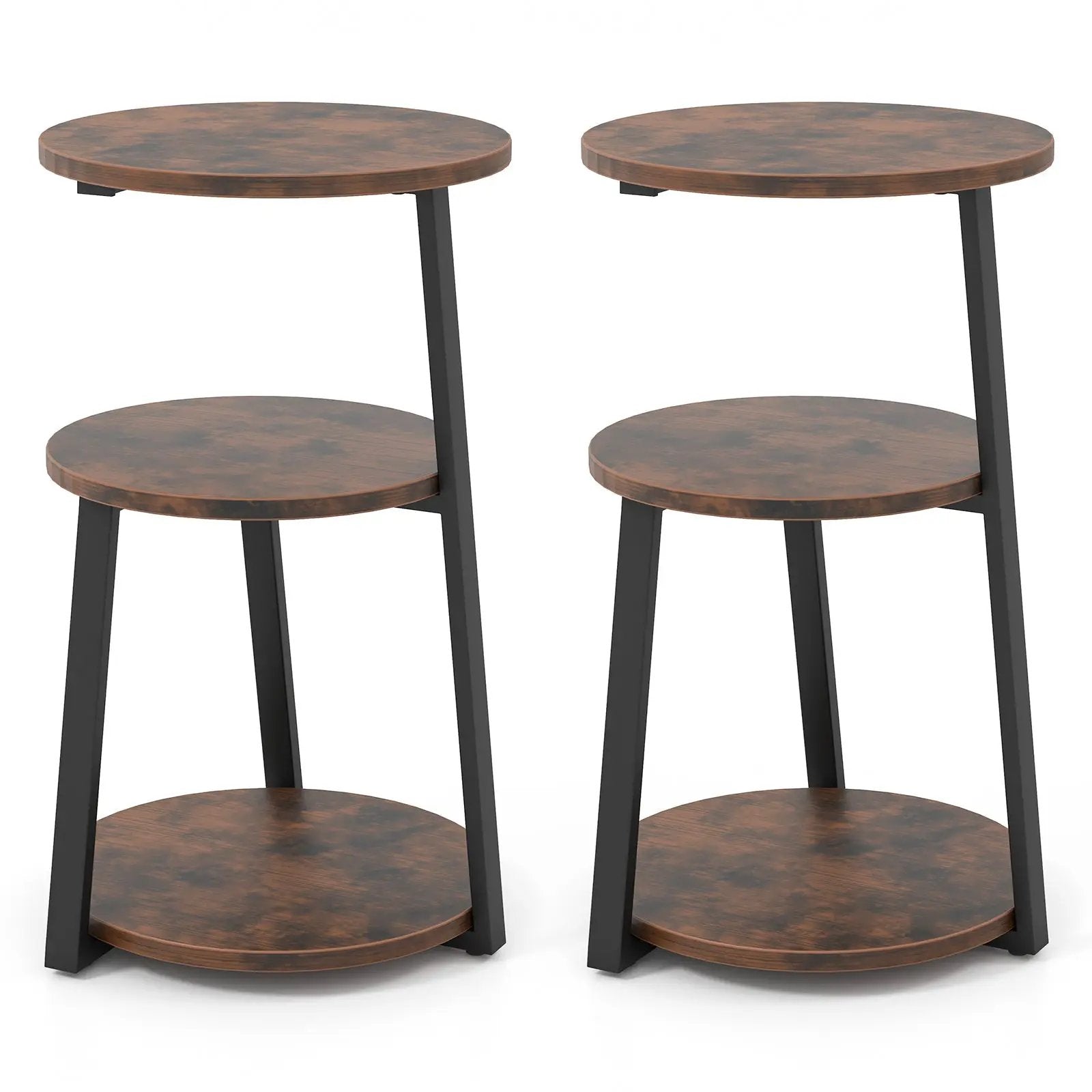 3-Tier Accent Round Side Table with Metal Frame by DirectDeals