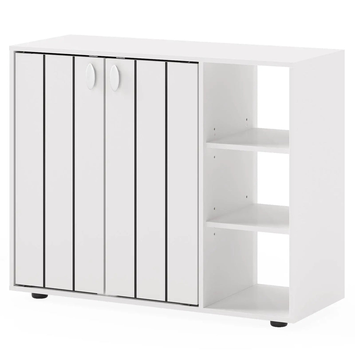 3-Tier Shoe Cabinet with Doors with Adjustable Open Shelves for Entryway by DirectDeals