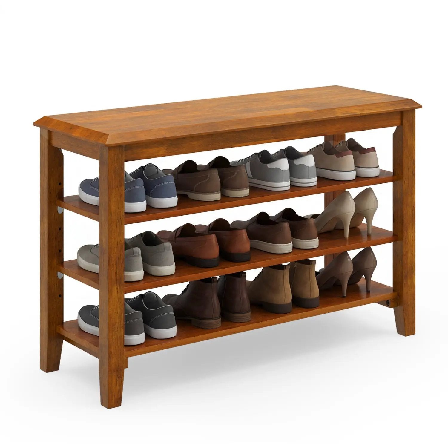 3-Tier Shoe Rack Bench with Adjustable Shelves for Entryway and Living Room by DirectDeals