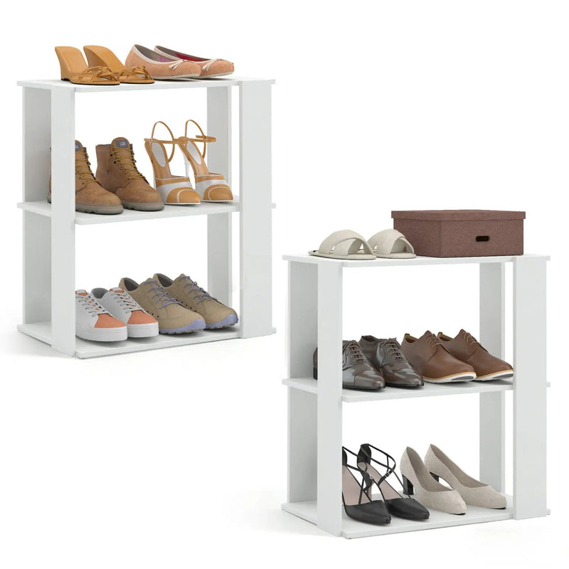 3-Tier Stackable Shoe Rack Set of 2 - White by DirectDeals