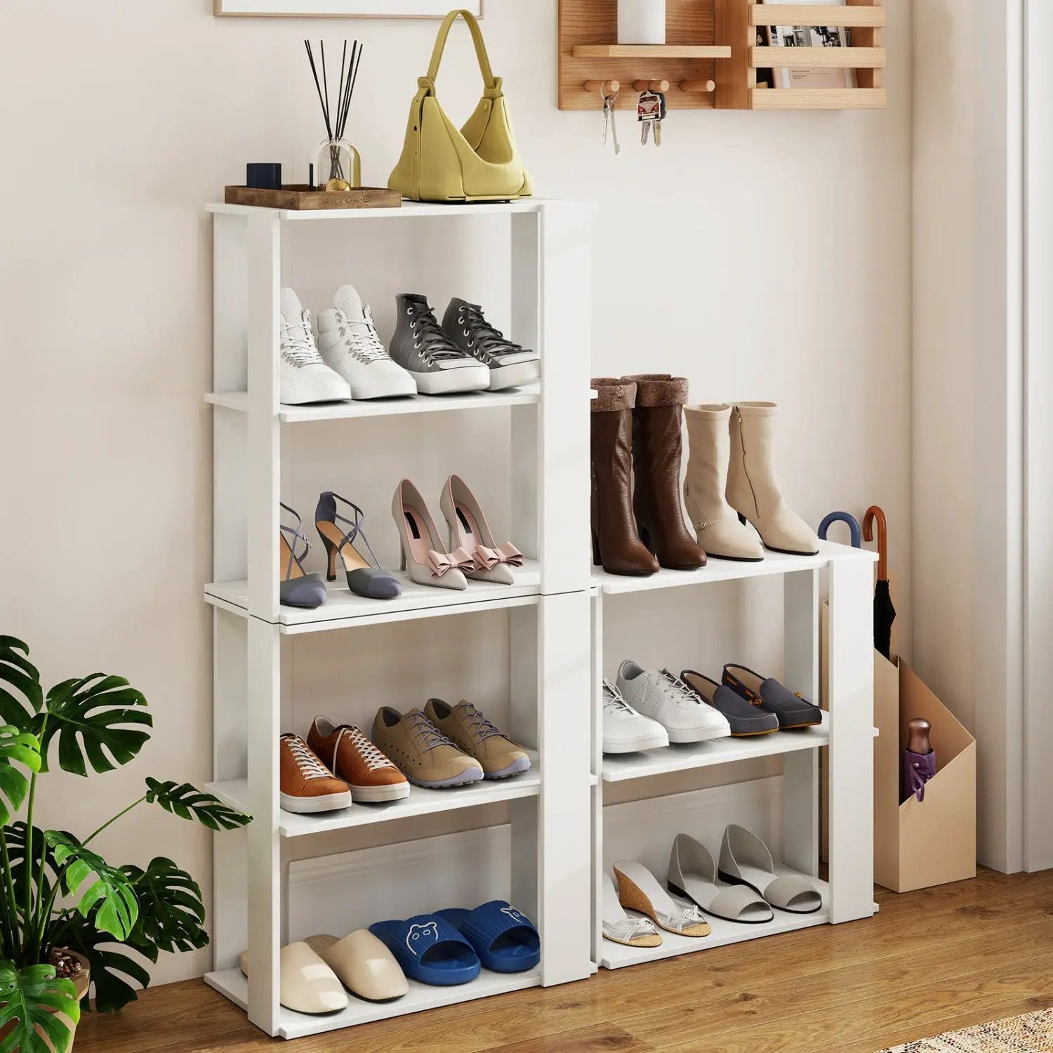 3-Tier Stackable Shoe Rack Set of 2 - White by DirectDeals
