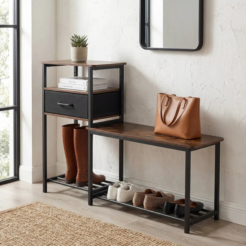 3-Tier Shoe Storage Bench with Drawer and Metal Frame by DirectDeals