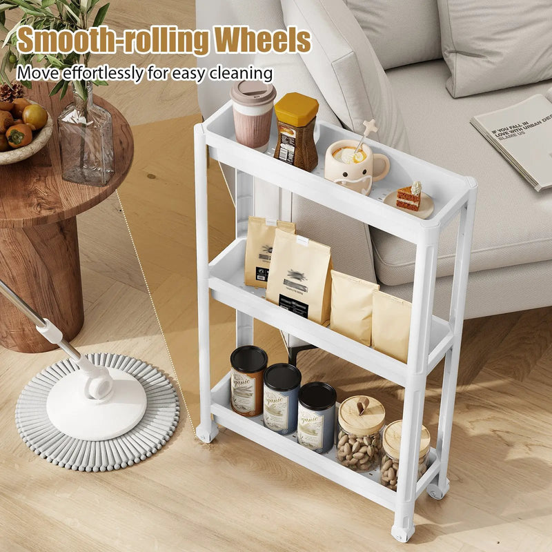 3-Tier Slim Rolling Storage Cart 2-Pack Mobile Bathroom Organizer with Wheels by DirectDeals