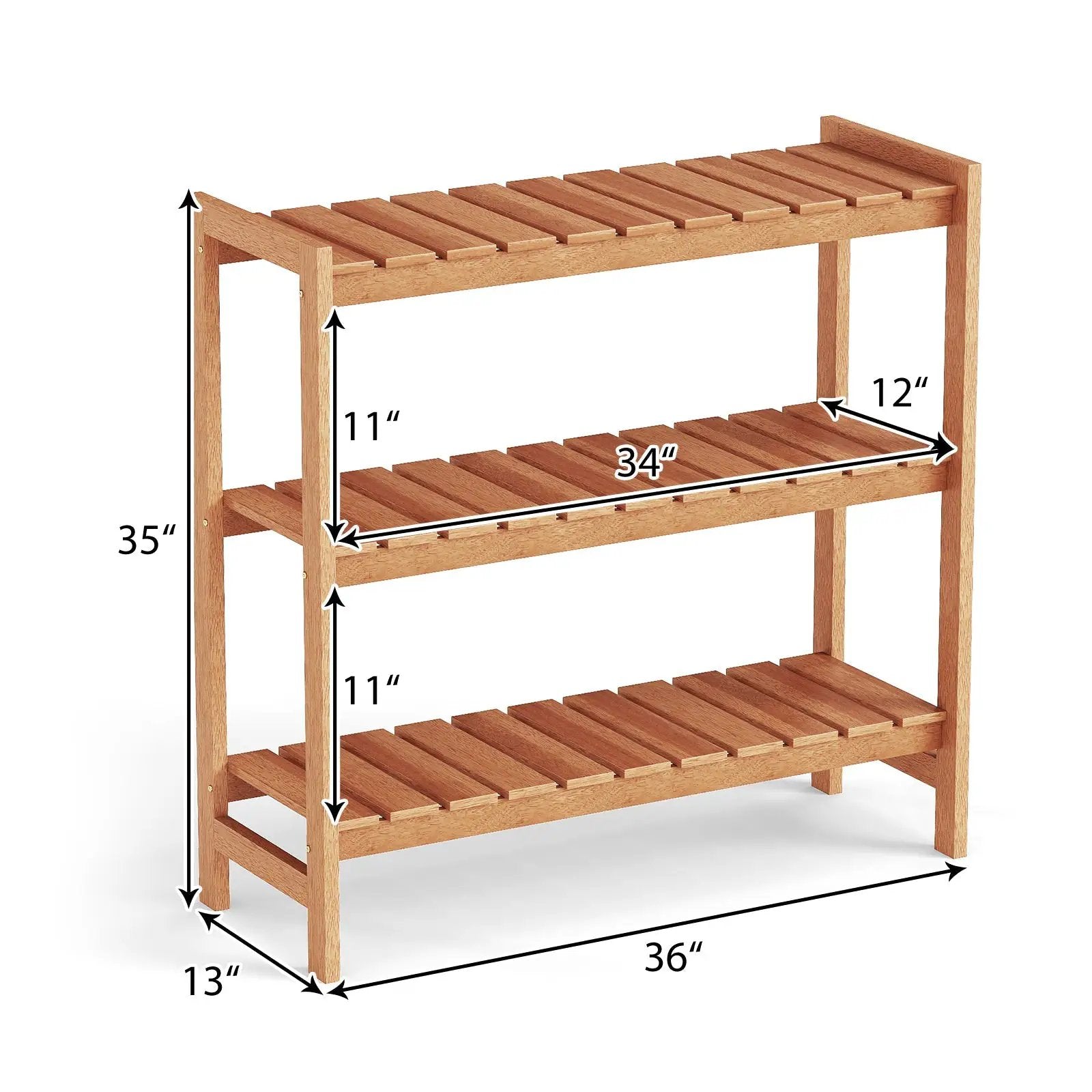 3-Tier Solid Wood Plant Stand with Slatted Shelves by DirectDeals