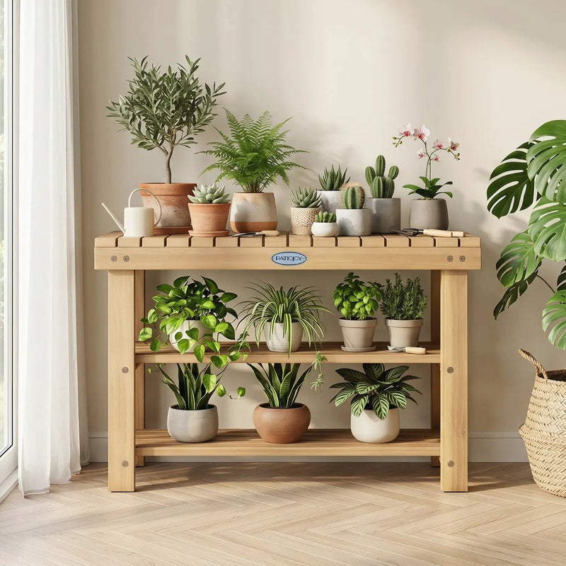 3-Tier Solid Wood Shoe Rack Bench with Slatted Shelves by DirectDeals
