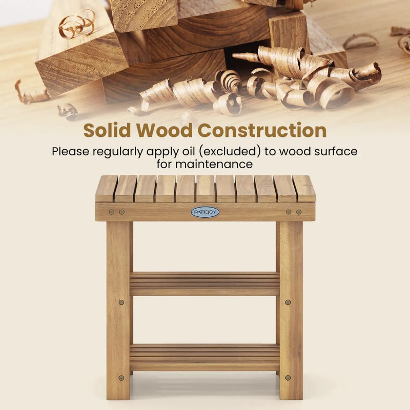 3-Tier Solid Wood Shoe Rack Bench with Slatted Shelves by DirectDeals