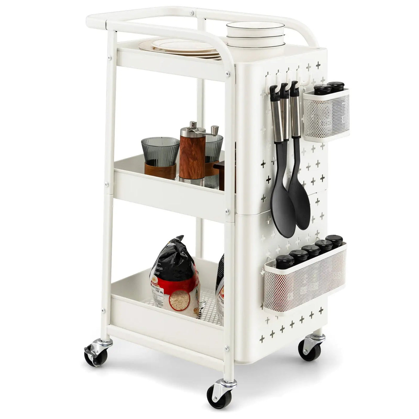 3-Tier Utility Storage Cart with DIY Pegboard Baskets by DirectDeals