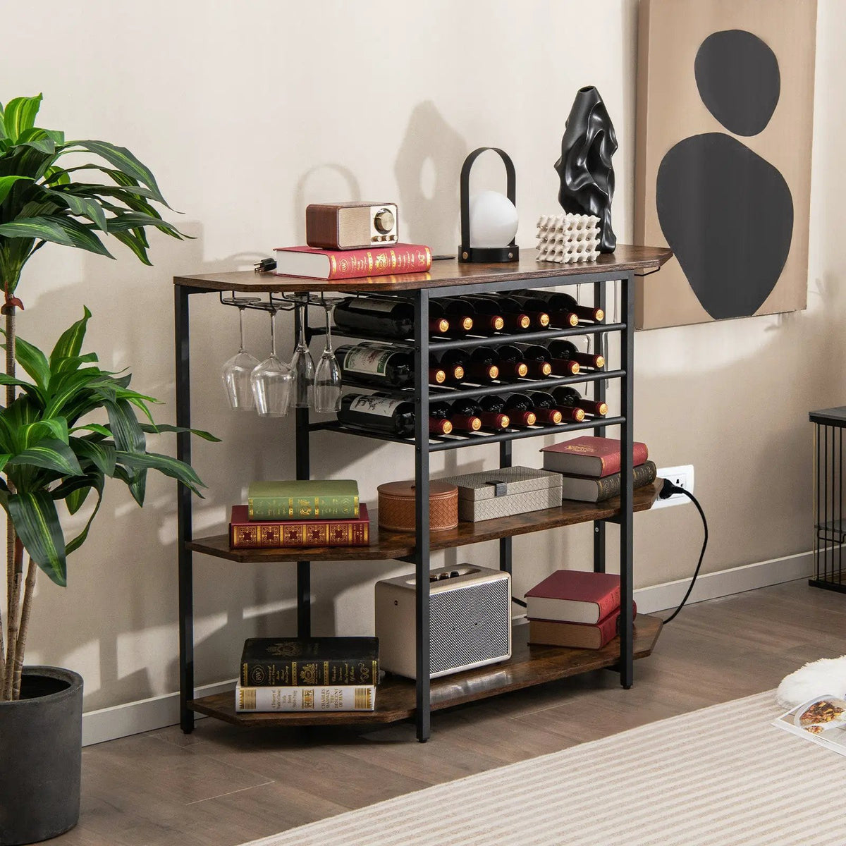 3-Tier Wine Bar Cabinet with Storage Shelves by DirectDeals