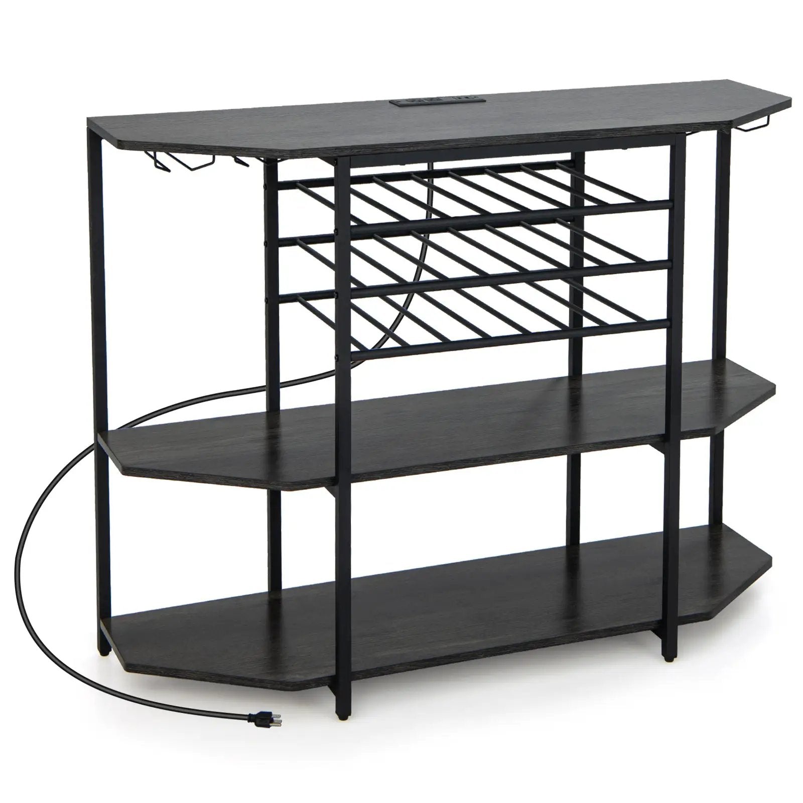 3-Tier Wine Bar Cabinet with Storage Shelves by DirectDeals