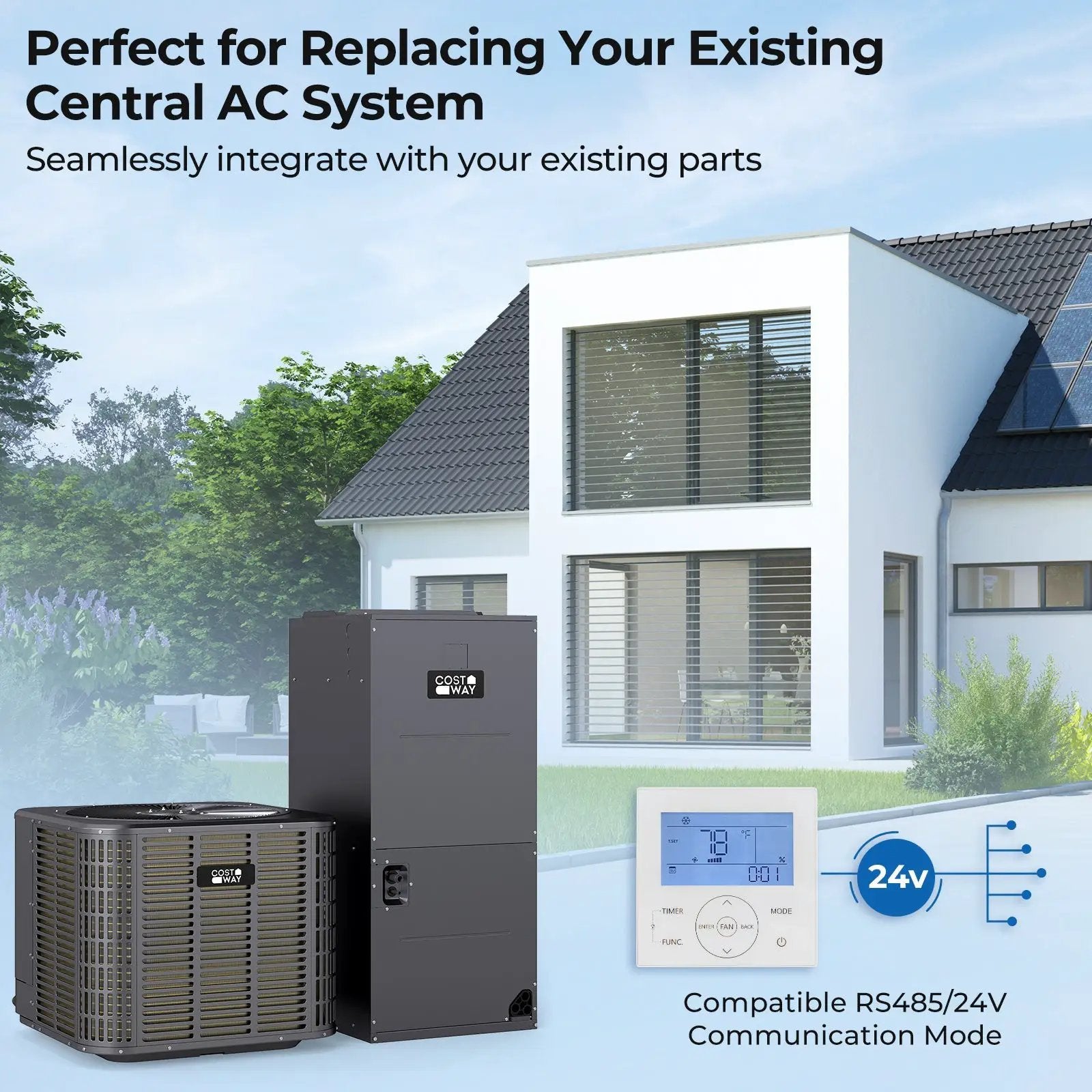 3 Ton 19 SEER2 Central Air Conditioner Heat Pump System with Multi-Position Air Handler Unit by DirectDeals
