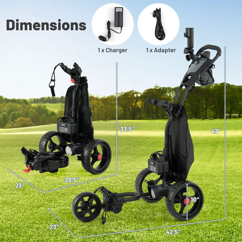 3 Wheel Golf Bag Cart with Adjustable Handle and 9 Speed Settings by DirectDeals