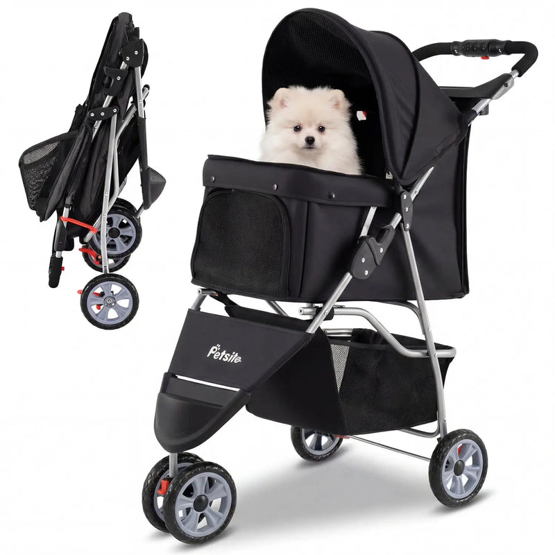 3 Wheel Pet Stroller for Small Dogs Cats up to 33 LBS by DirectDeals
