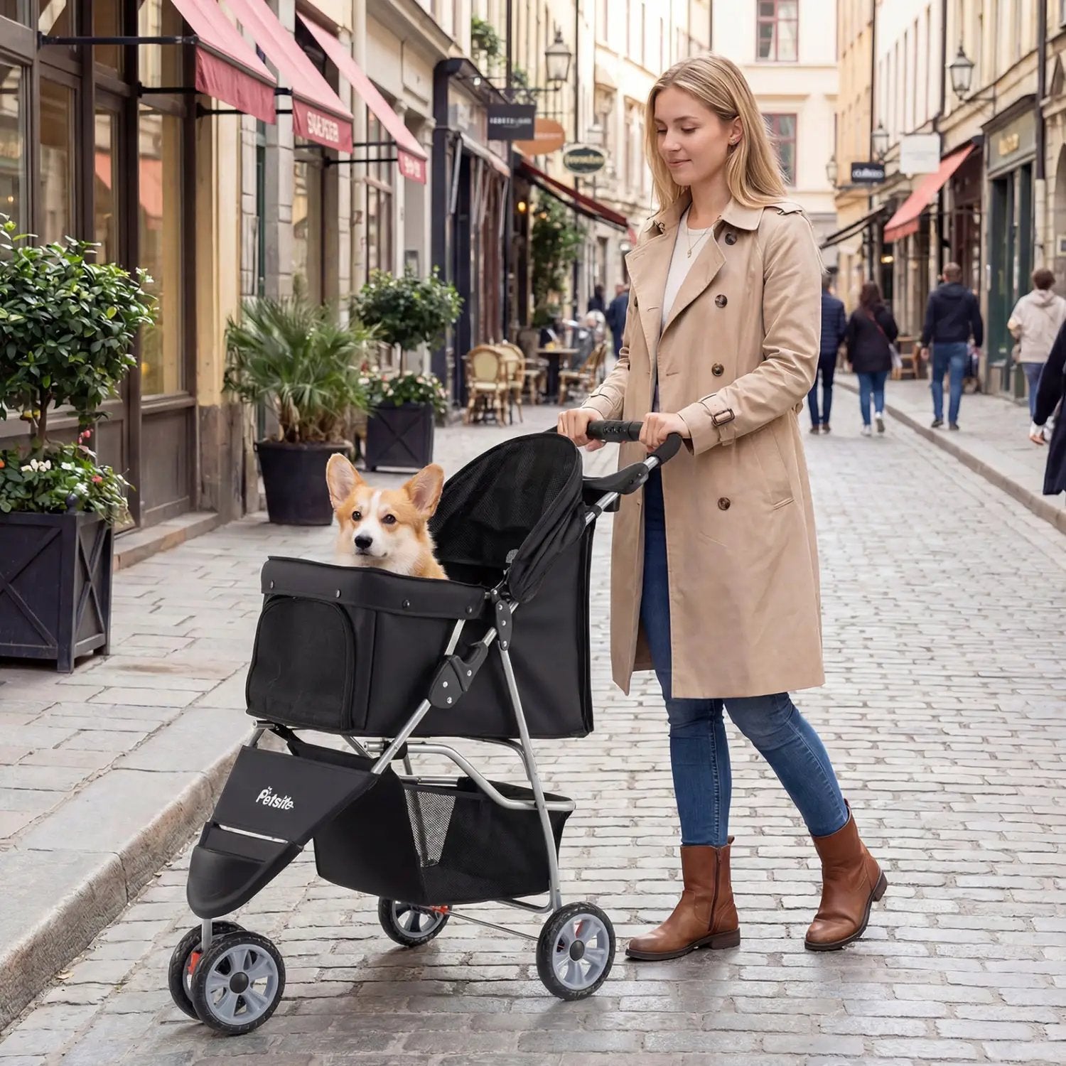 3 Wheel Pet Stroller for Small Dogs Cats up to 33 LBS by DirectDeals