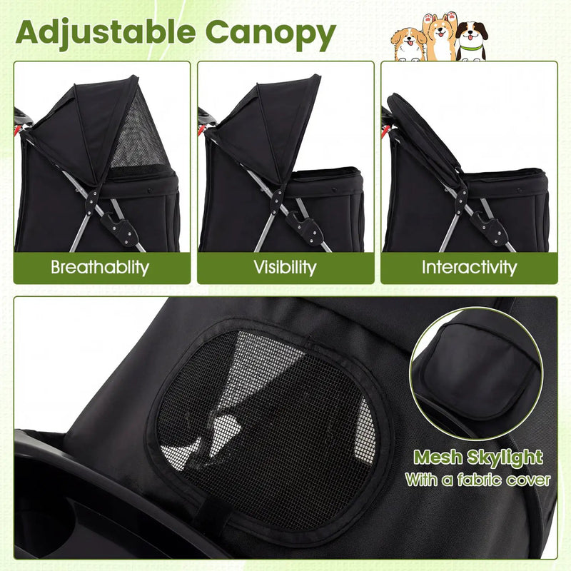 3 Wheel Pet Stroller for Small Dogs Cats up to 33 LBS by DirectDeals