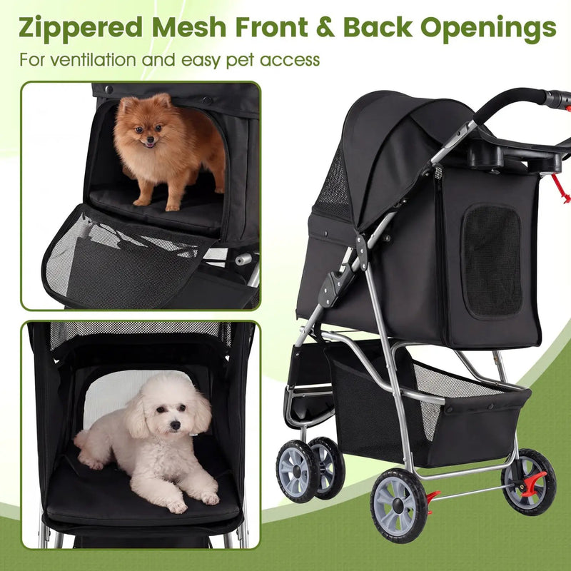 3 Wheel Pet Stroller for Small Dogs Cats up to 33 LBS by DirectDeals