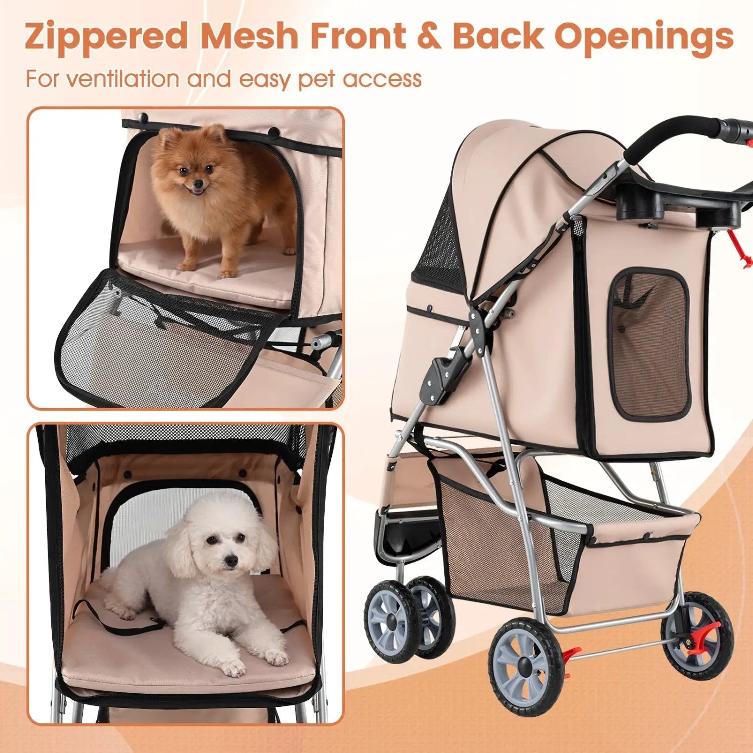 3 Wheel Pet Stroller for Small Dogs Cats up to 33 LBS by DirectDeals