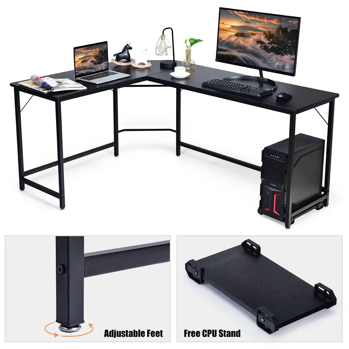 L Shaped Desk Corner Computer Desk PC Laptop Gaming Table Workstation by DirectDeals