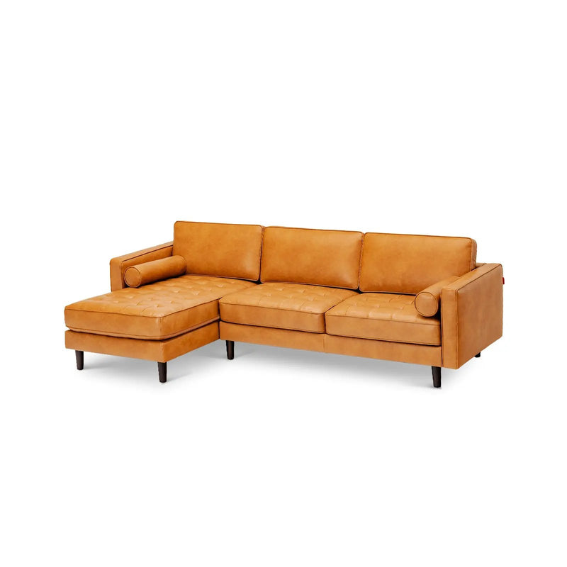 3-Seat L-Shaped Sectional Sofa Couch for Living Room-Brown by DirectDeals