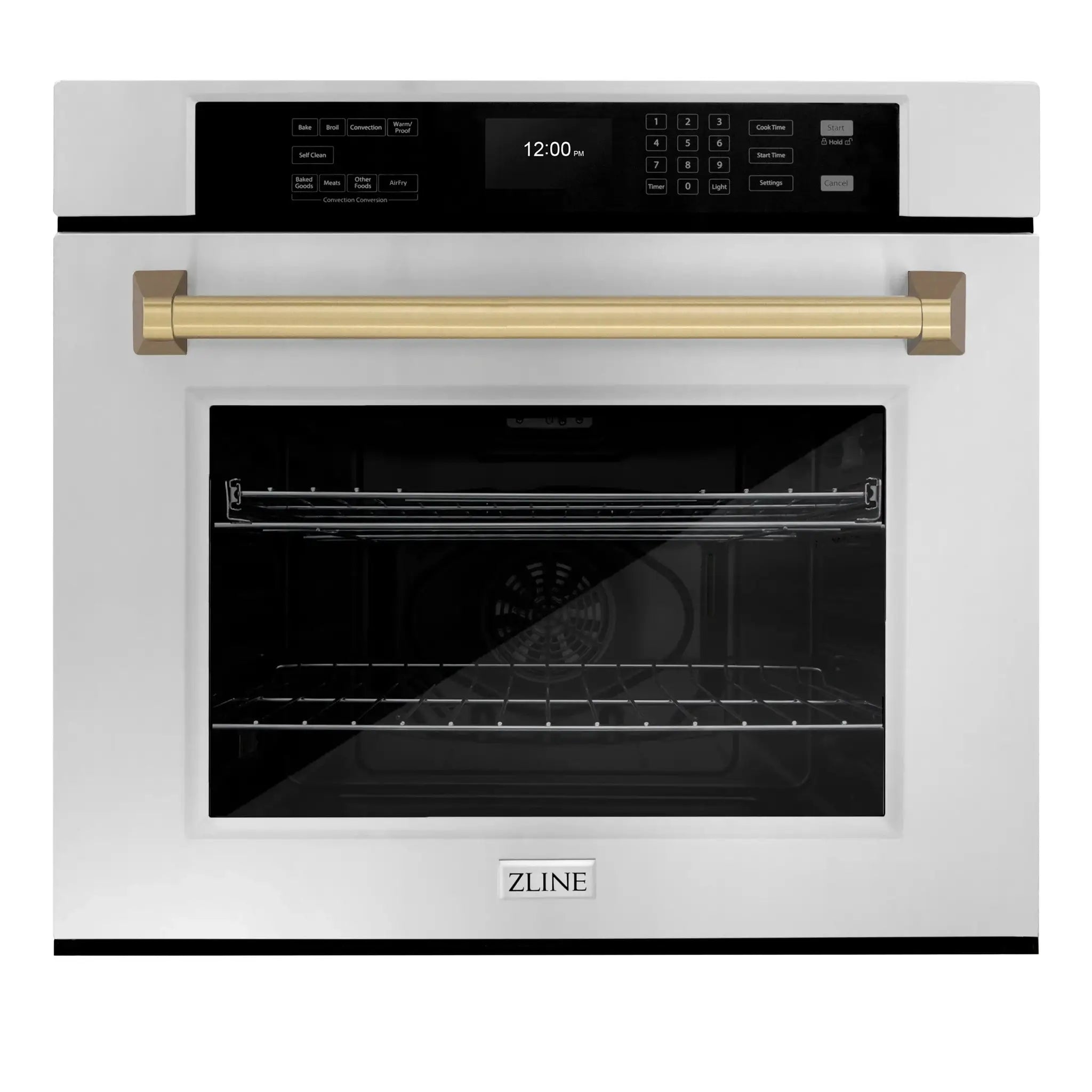 ZLINE 30" Autograph Edition Professional True Convection Single Wall Oven, Air Fry, Self Clean, Stainless Steel, Champagne Bronze WASZ-30-CB by Farmhouse Kitchen and Bath