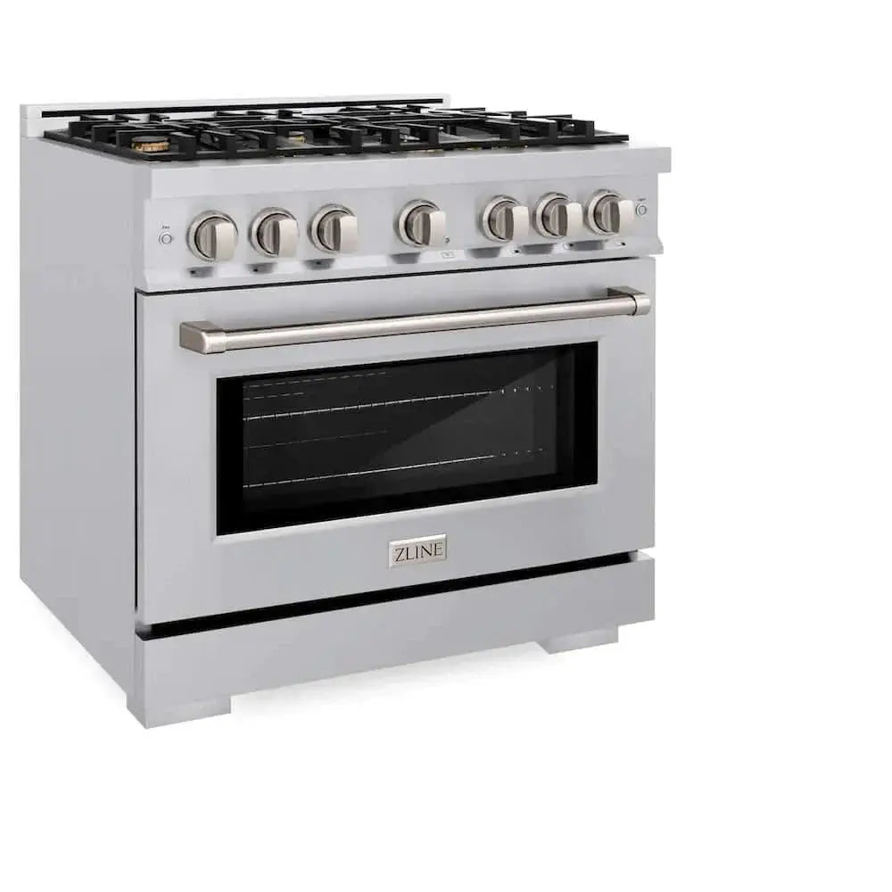 ZLINE 36" Select Dual Fuel Range Gas Cooktop Electric Convection Oven Stainless Steel Brass Burners HDR-BR-36 by Farmhouse Kitchen and Bath