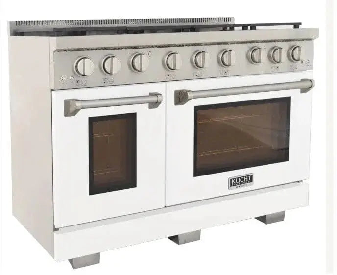 Kucht 48" Freestanding Professional Gas Range Liquid Propane KFX4800X/LP-W by Farmhouse Kitchen and Bath