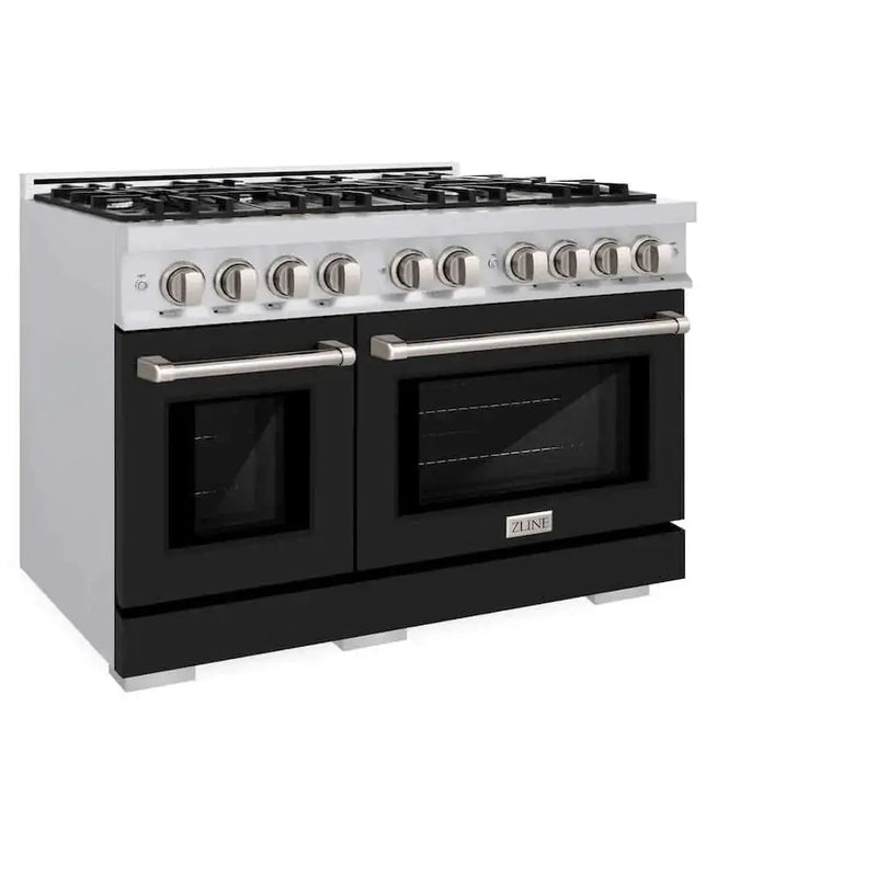 ZLINE 48" Select Gas Range Gas Convection Gas Oven Stainless Steel Black Matte Door HGR-BLM-48 by Farmhouse Kitchen and Bath