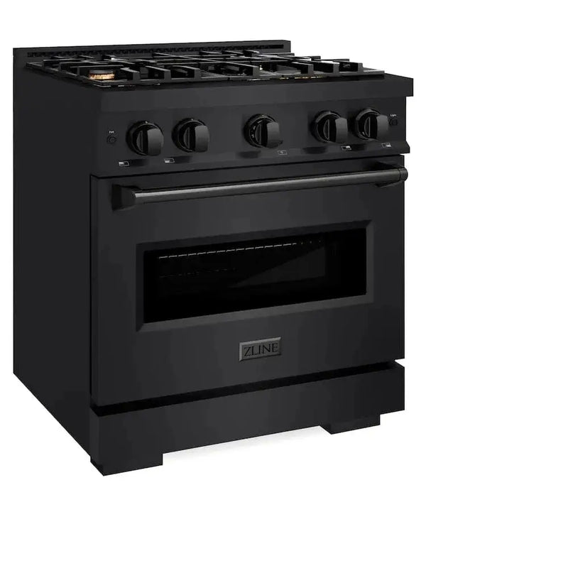 ZLINE 30" Dual Fuel Range, Gas Cooktop, Electric Convection Oven Black Stainless Steel Brass Burners, CDRB-BR-30 by Farmhouse Kitchen and Bath