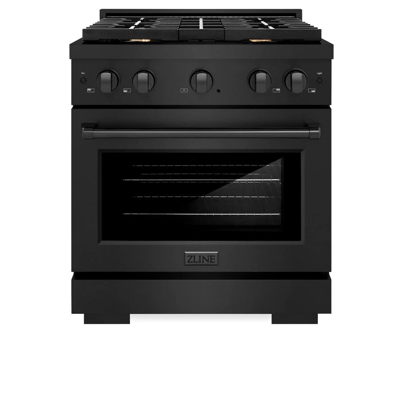 ZLINE 30"Paramount Dual Fuel Range Black Stainless Steel, Brass Burners SDRB-BR-30 by Farmhouse Kitchen and Bath