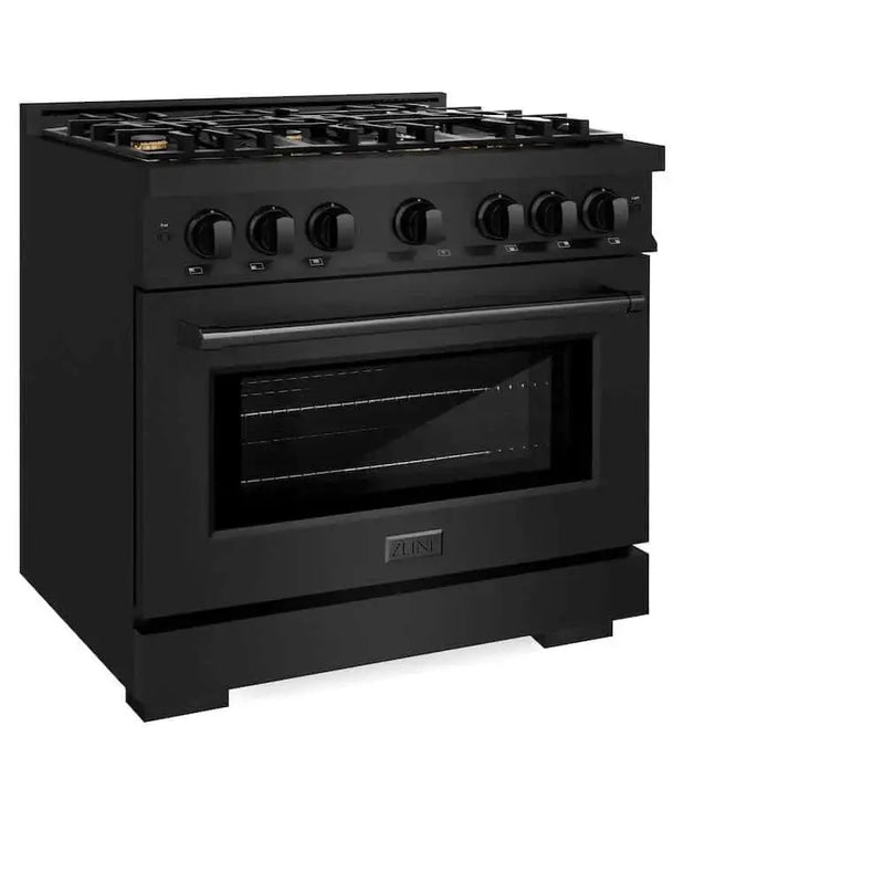 ZLINE 36" Select Dual Fuel Range Gas Cooktop Electric Convection Oven Black Stainless Steel Brass Burners HDRB-BR-36 by Farmhouse Kitchen and Bath