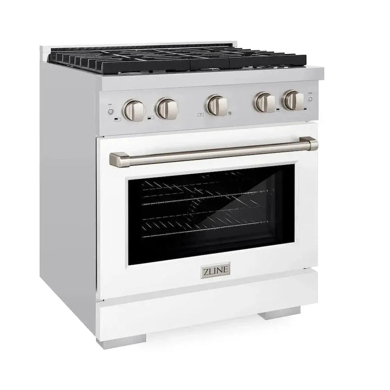 ZLINE 30"Paramount Dual Fuel Range Stainless Steel, White Matte, SDR-WM-30 by Farmhouse Kitchen and Bath