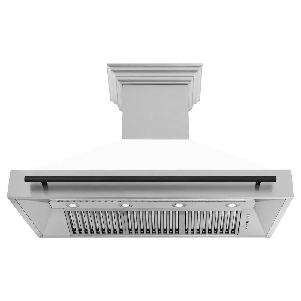 ZLINE 48" Autograph DuraSnow White Range Hood 8654SNZ-WM48-MB by Farmhouse Kitchen and Bath