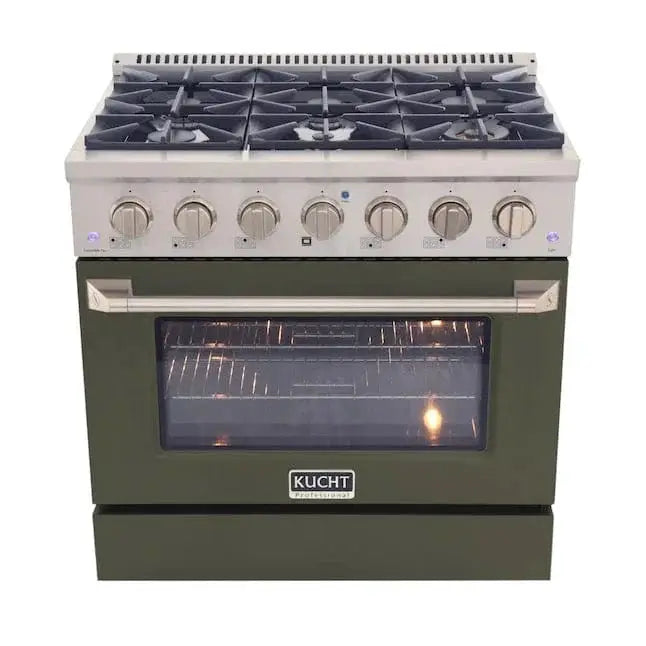 Kucht 36" Propane Range, in Stainless Steel, Grey Door, KNG361/LP-GR by Farmhouse Kitchen and Bath