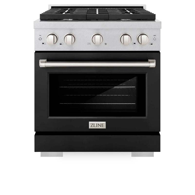 ZLINE 30"Gas Range, Convection Gas Oven, DuraSnow® Black Matte, SGRS-BLM-30 by Farmhouse Kitchen and Bath